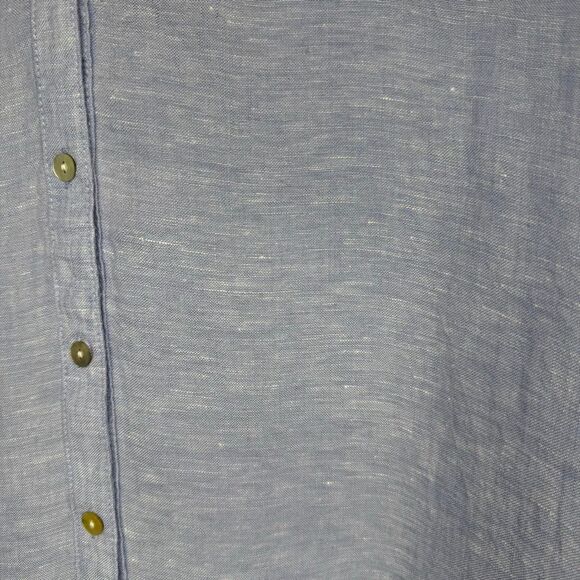 Sigrid Olsen Shirt Light Blue Linen High Low Button Up Size L Beachy, Casual - Picture 6 of 13